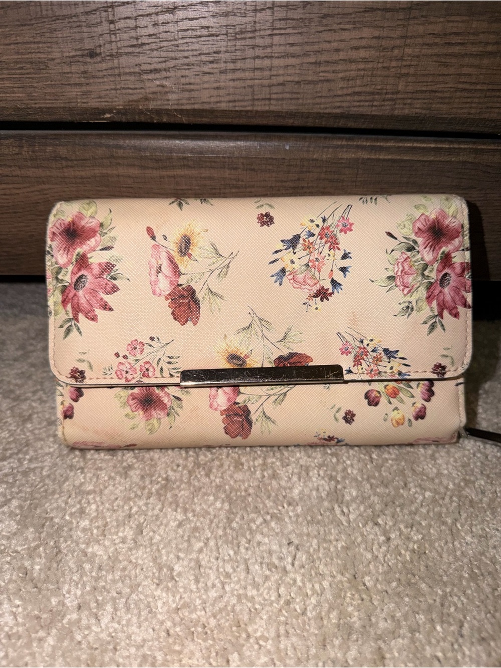 Floral Print Fold-Over Wallet Clutch - Pink Floral